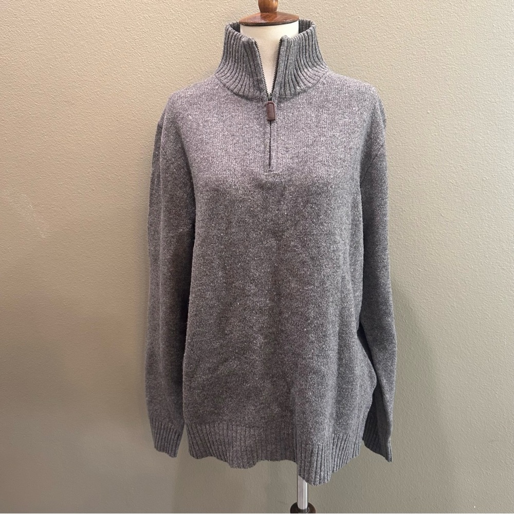 Gray Women's Sweater J Crew 100% Lambswool quarter zip Pull Over - Picture 4 of 13